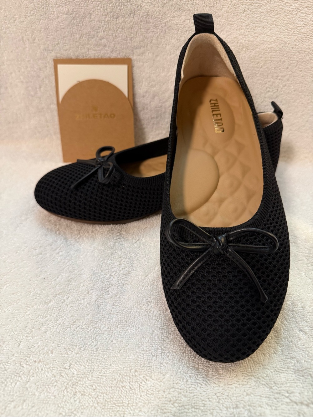 Black Mesh Ballet Flats with Bow. Bundle shoes were deeper discount.